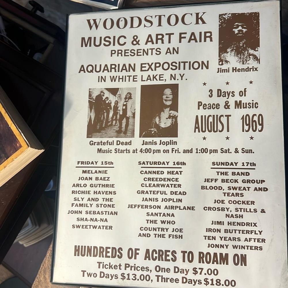 Woodstock music and art fair poster